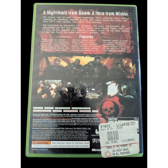 Gears of War Microsoft Xbox 360 2006 Disc &Case Only Live Rated M Blood Violence - Picture 2 of 4